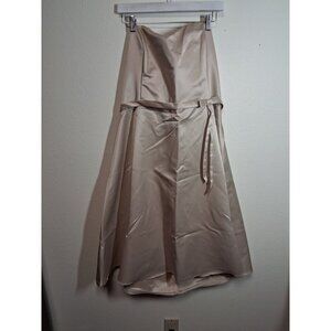 Fiesta Formal Dress Strapless Beige Prom Knee Length Y2K Demure Size 3XL